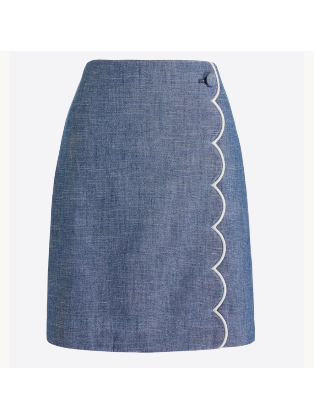 J.Crew Chambray Scalloped Trim Mini Skirt Blue Preppy Coastal Nautical